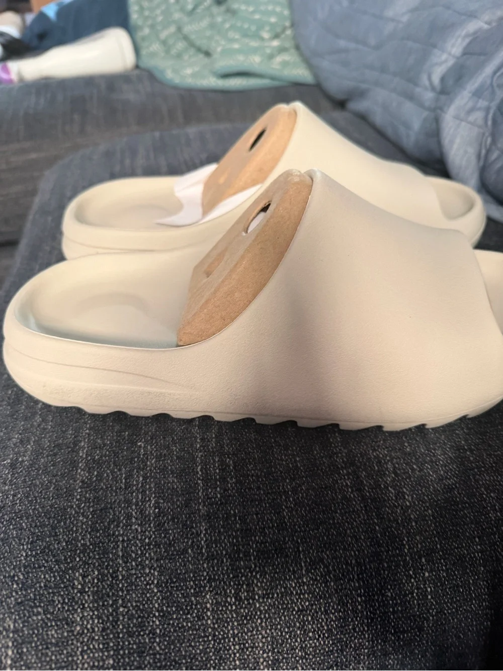 Yeezy Slide Sandals in Bone/Cork Beige
